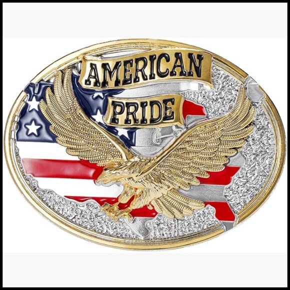 Western Cowboy Belt Buckle American Flag and Eagle main image 6